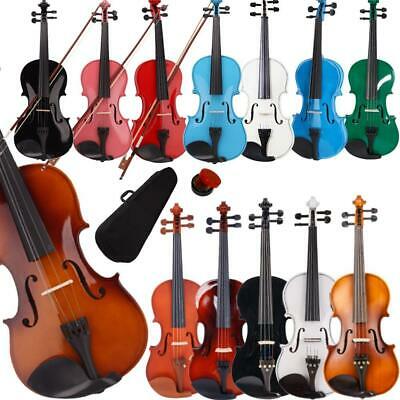 New Colorful 4/4 3/4 1/2 1/4 1/8 Size Acoustic Violin Fiddle With Case Bow Rosin