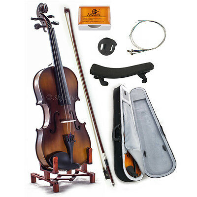 Solid Maple Spruce Wood Fiddle Violin 4/4 Full Size W Case Bow Rosin String